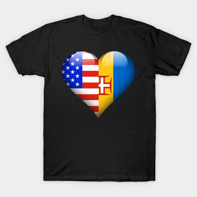 Half American Half Madeiran - Gift for Madeiran From Madeira T-Shirt by Country Flags